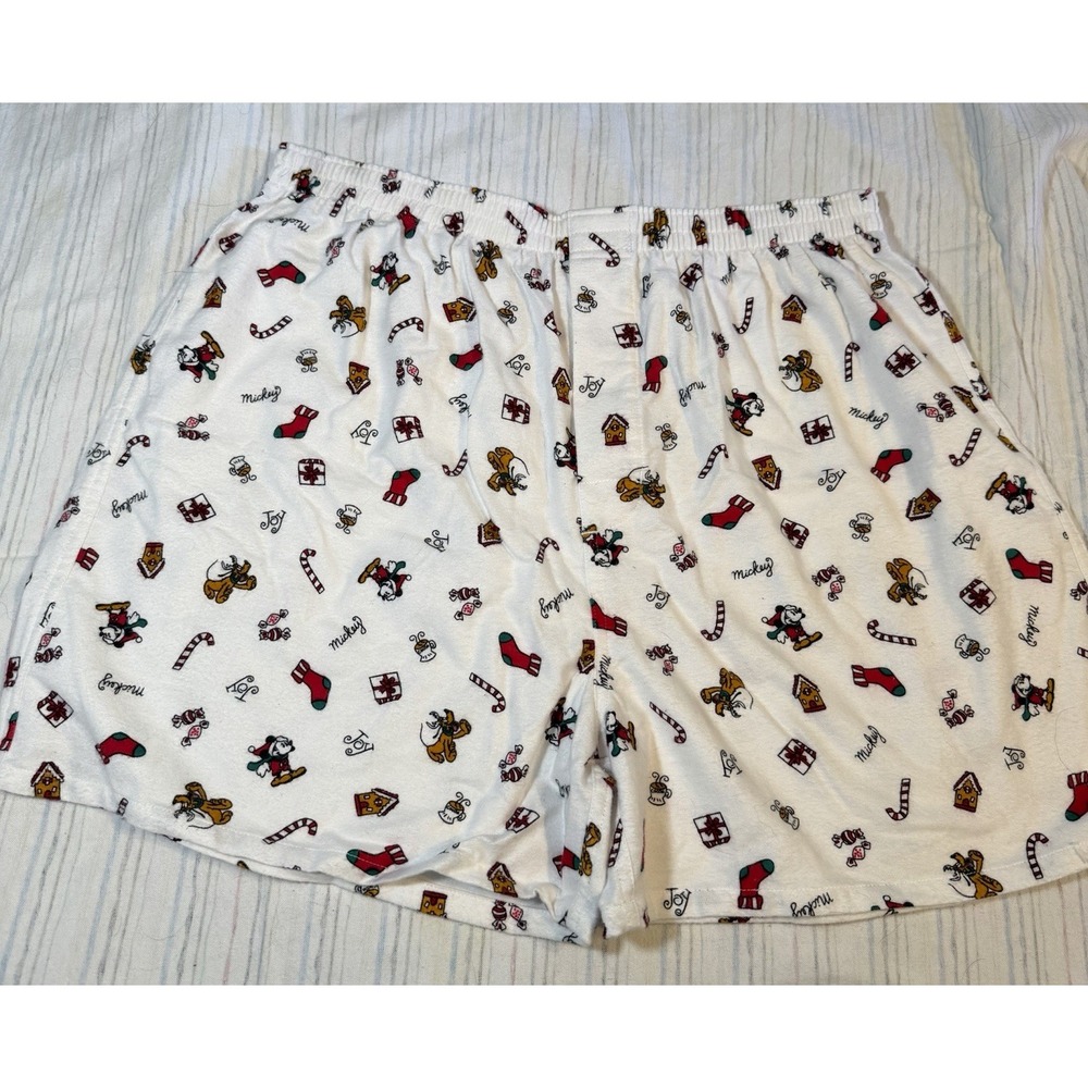 Vintage NOS Disney Store 100% Cotton Christmas Boxer Shorts Large Mickey Mouse